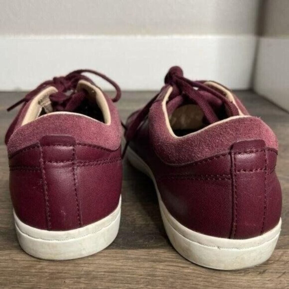 Lacoste Burgundy Woman's Sneakers Low Top Leather Sneakers Size 8 - Picture 7 of 13